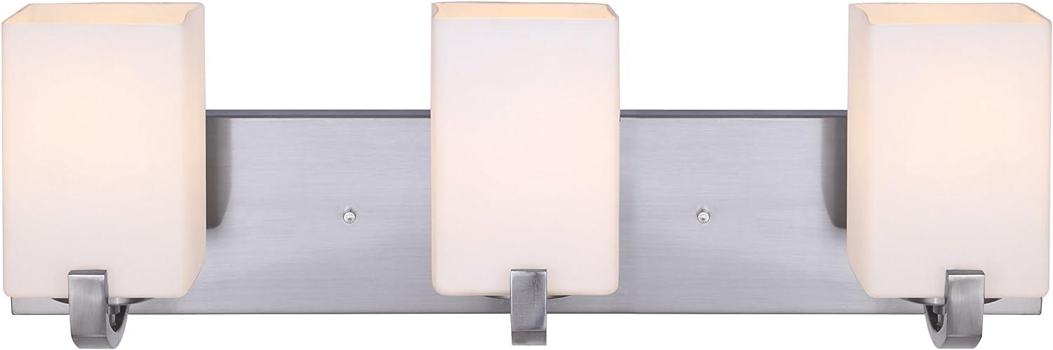 Palmer Contemporary Brushed Nickel 3-Light Vanity with White Opal Glass