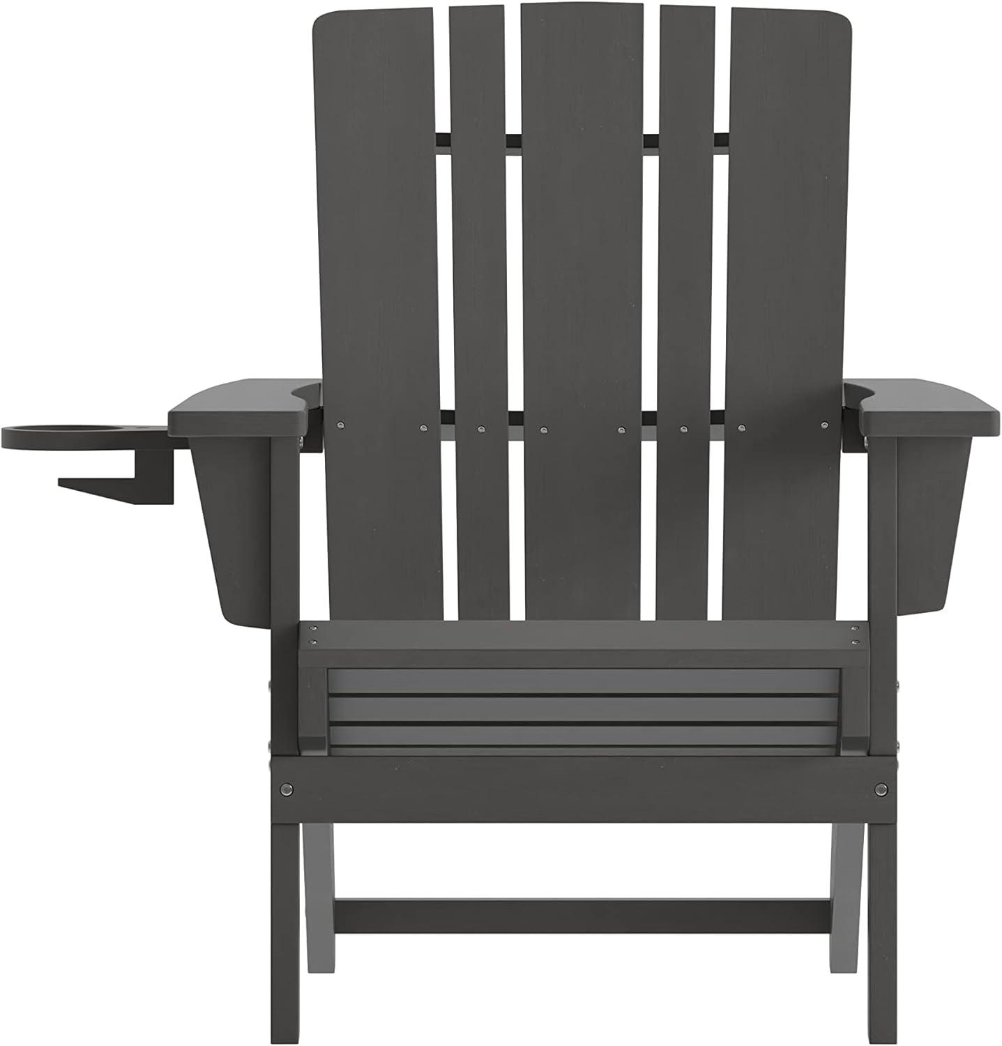 Flash Furniture Halifax Adirondack Chair with Cup Holder, Weather Resistant HDPE Adirondack Chair