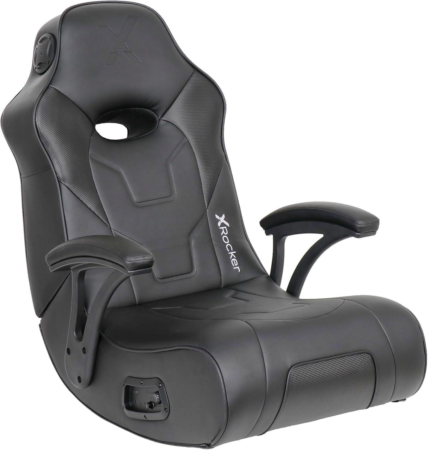 Black Faux Leather Gaming Chair with Built-in Audio