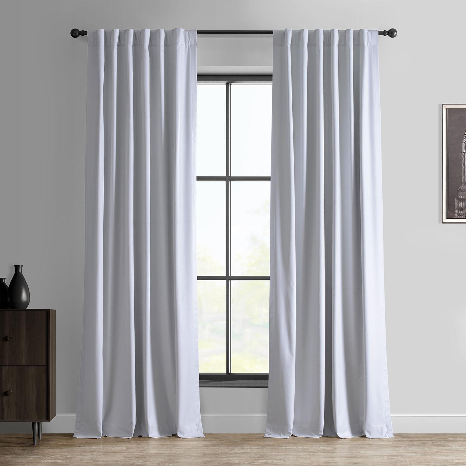 Exclusive Fabrics  Essential Polyester Solid Blackout Curtains - Thermal Insulated Window Curtains Rod Pocket (Single Panel) 50 X 108 - Off White