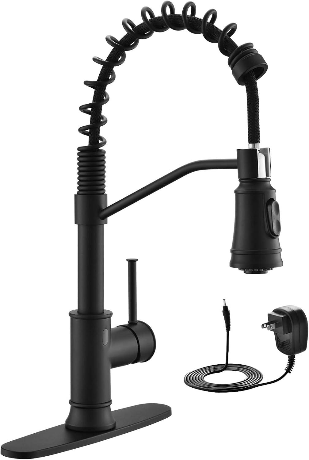 Matte Black Touchless Kitchen Faucet with Pull Down Sprayer