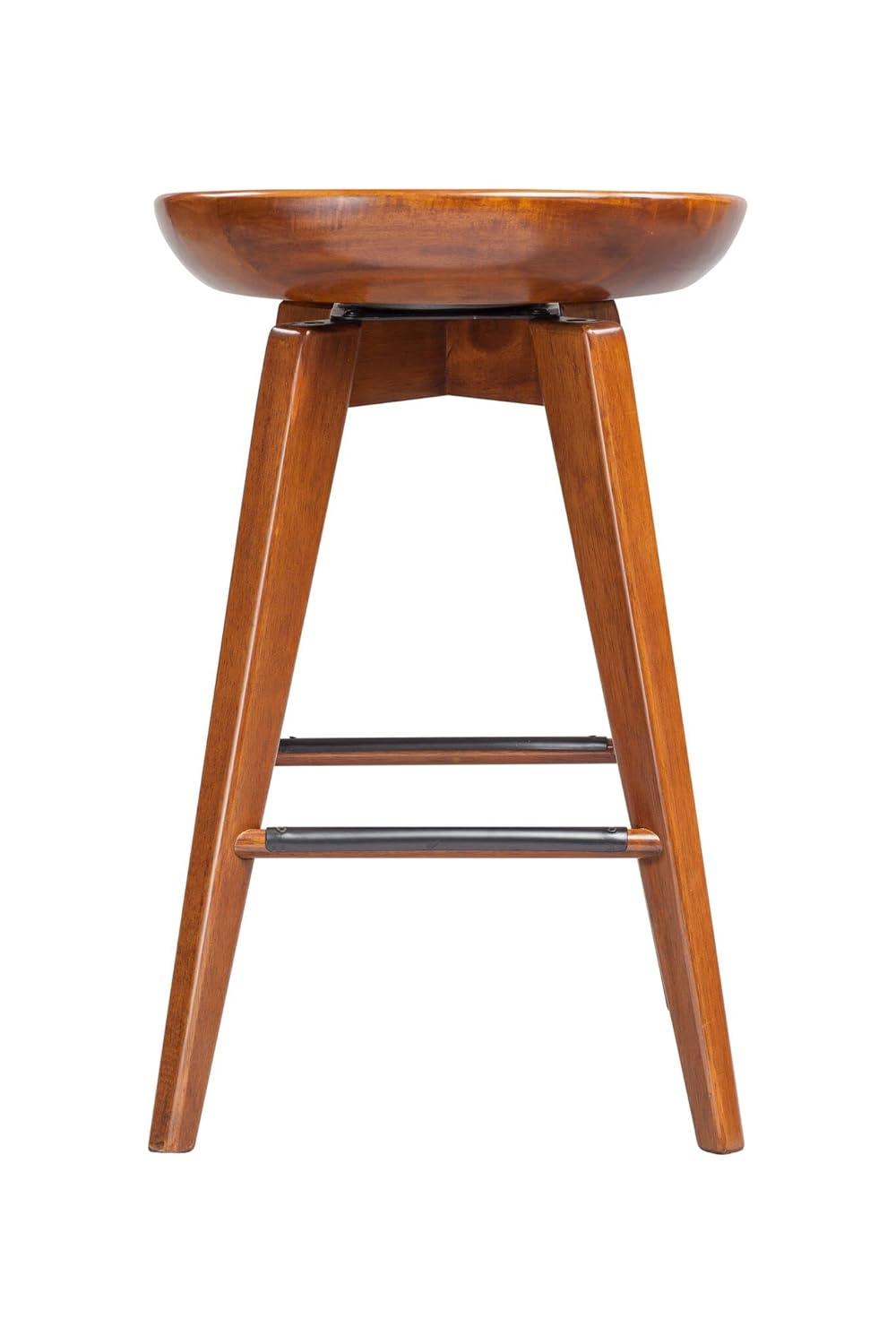 Boraam Bali 24" Backless Swivel Wood Counter Stool, Walnut Finish