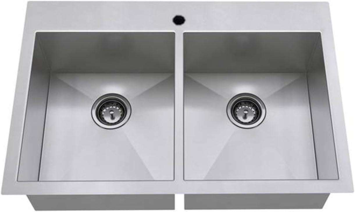 Edgewater 33'' L Undermount Double Bowl Stainless Steel Kitchen Sink