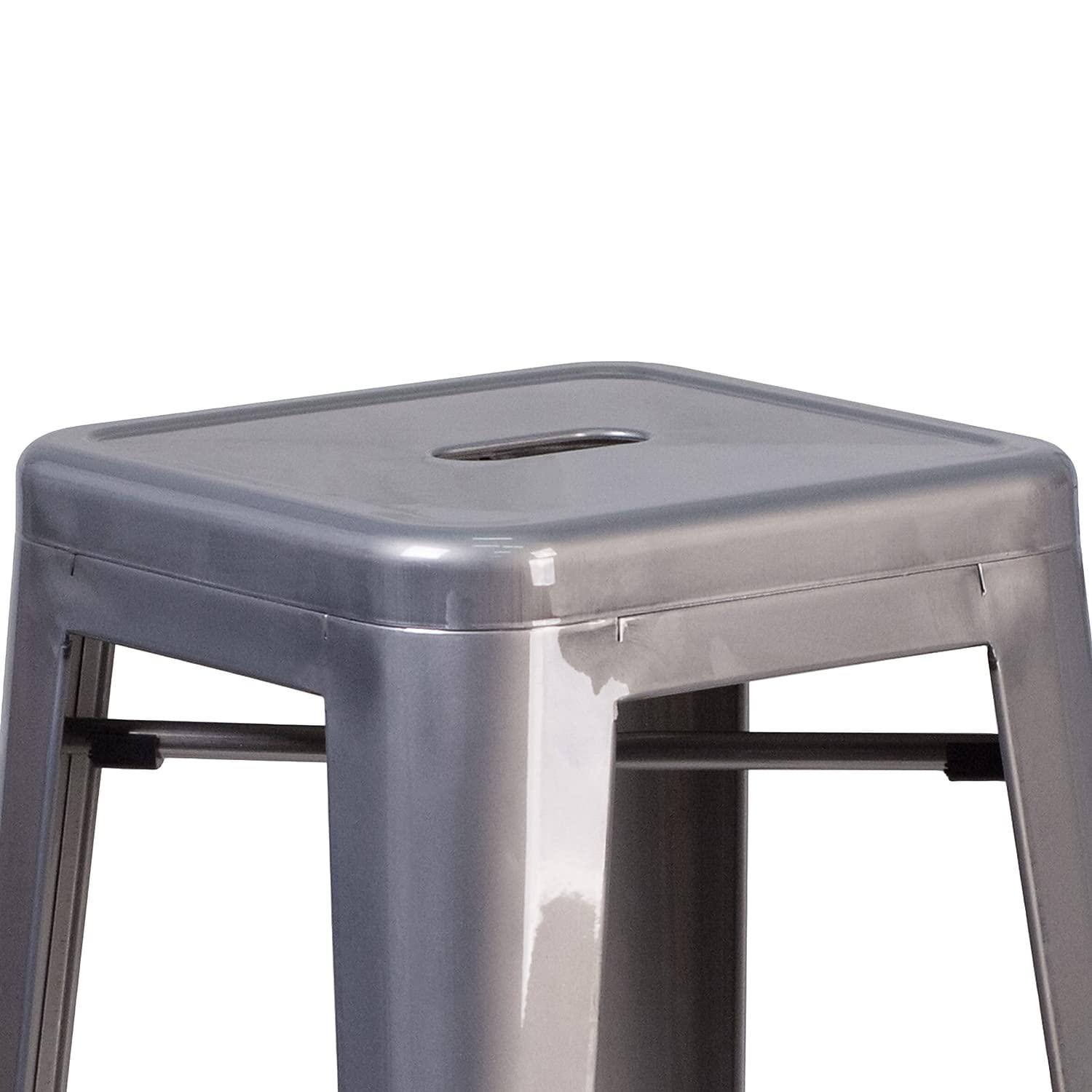 Lincoln 30'' Clear Coated Metal Stackable Barstool - Set of 4