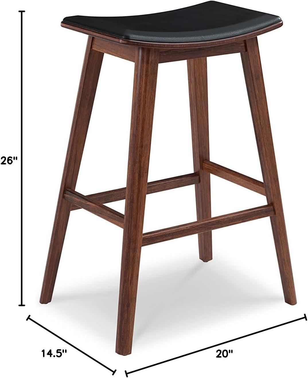 Exotic Red Bamboo Saddle Style Backless Counter Stool, 26"