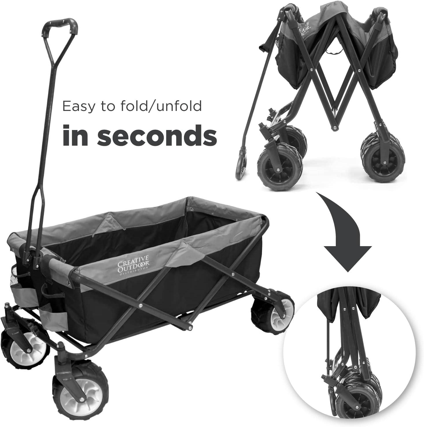 Wagonsrus Creative Outdoor Collapsible Folding Wagon, All-Terrain, Black