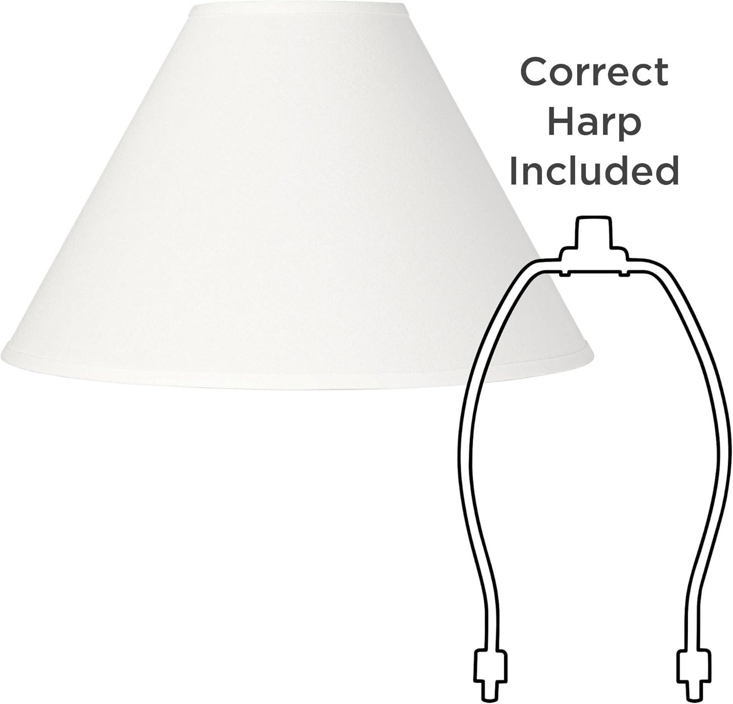 Springcrest Set of 2 Empire Lamp Shades White Linen Chimney Large 6" Top x 17" Bottom x 10" High Spider Harp and Finial Fitting