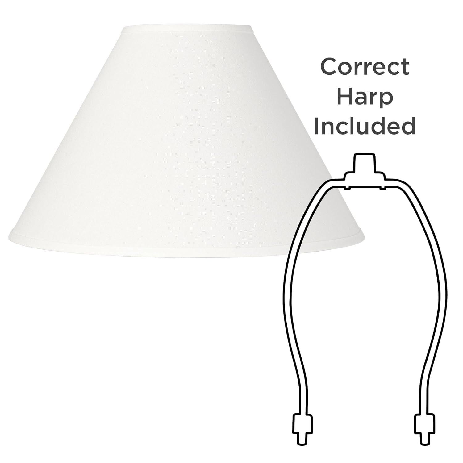 Springcrest Set of 2 Empire Lamp Shades White Linen Chimney Large 6" Top x 17" Bottom x 10" High Spider Harp and Finial Fitting