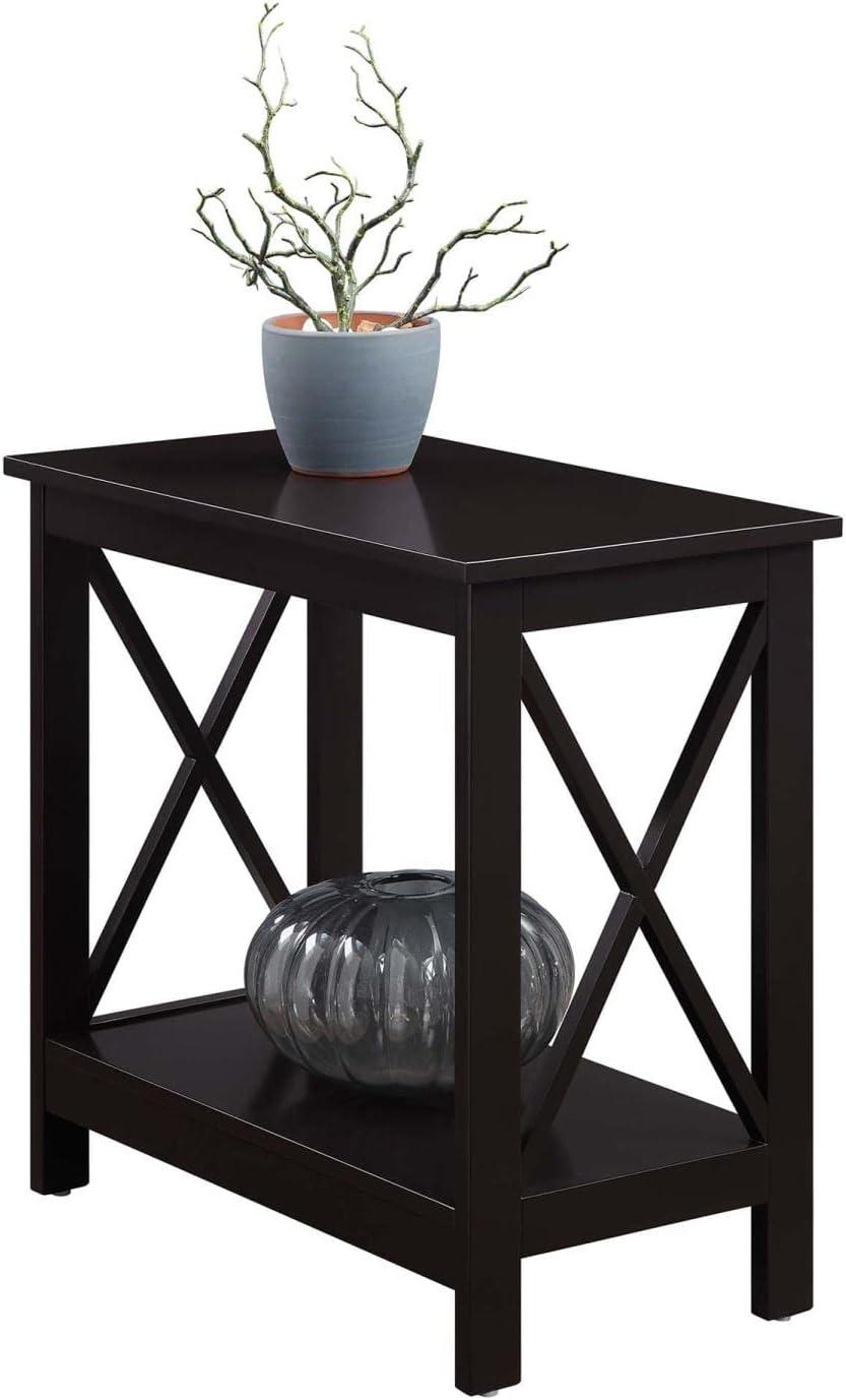 Espresso Slim Chairside End Table with Open Shelving