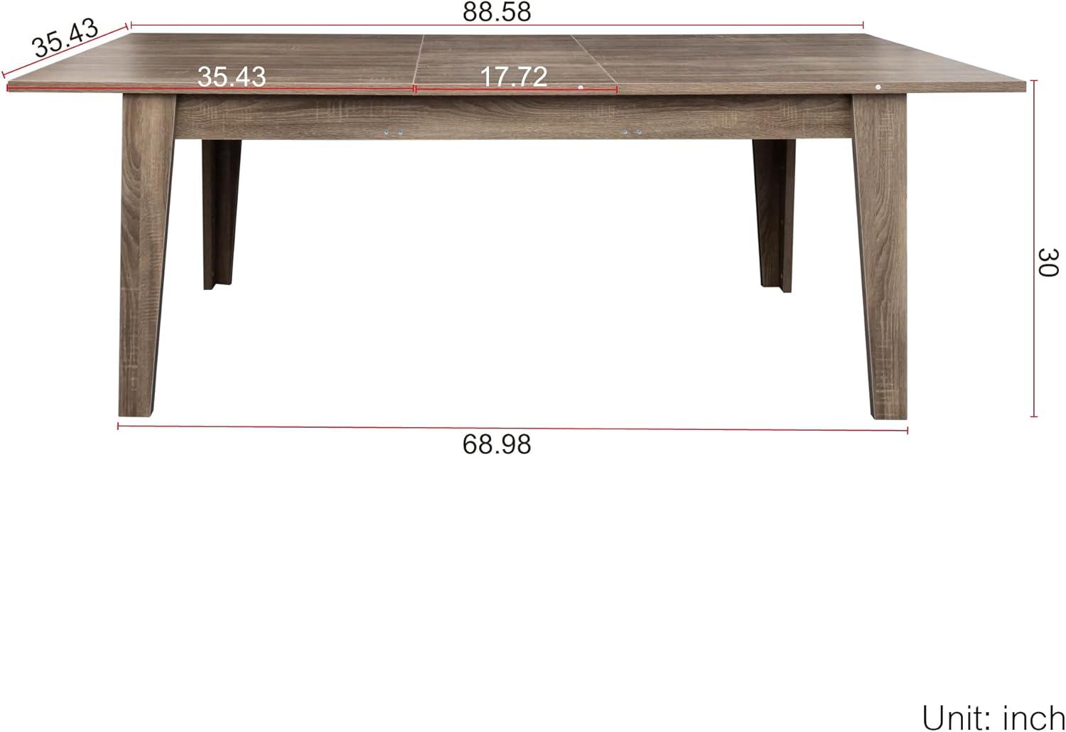 106.3" Wood Expandable Dining Table for 8-12 Person, Modern Extendable Dining Room Table Large Rectangle Dining Table with Leaf Extension Pedestal Dining Table for Dining Room Kitchen Dark Oak