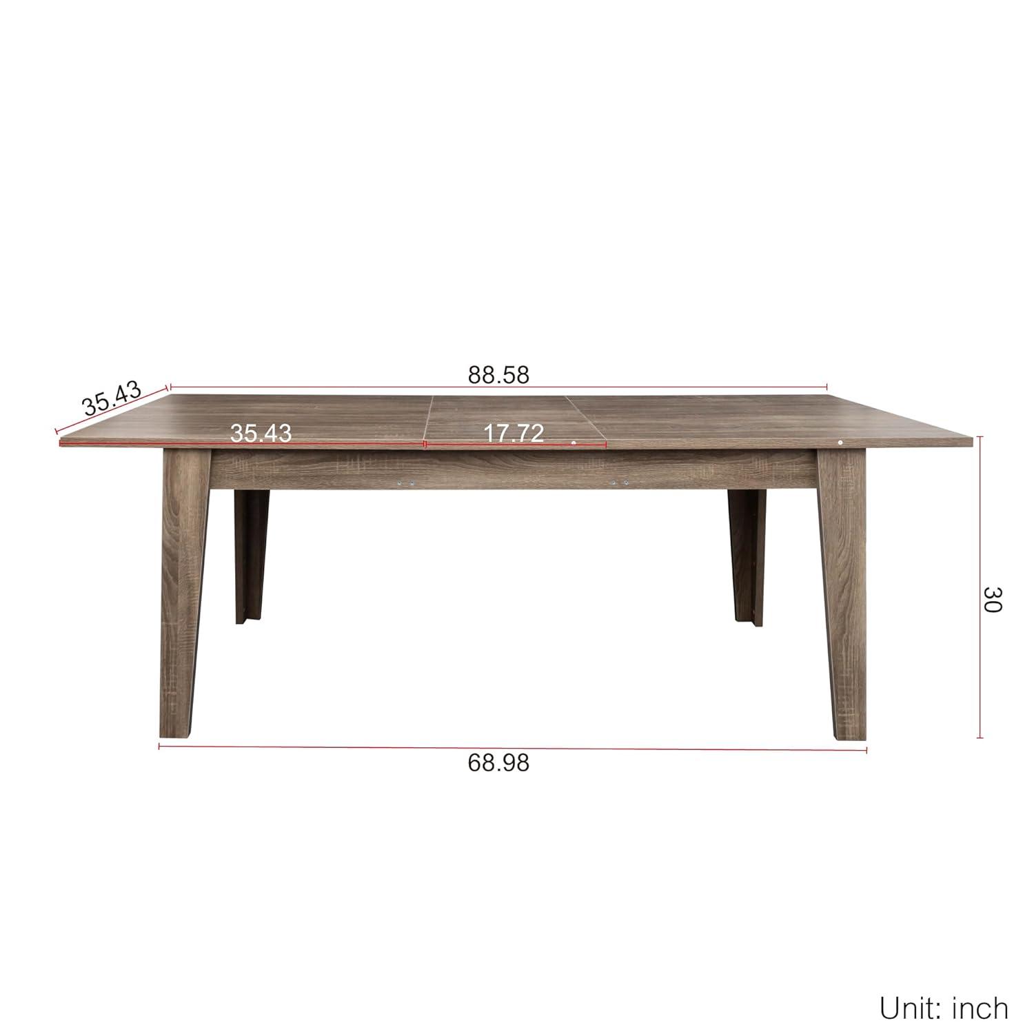 106.3" Wood Expandable Dining Table for 8-12 Person, Modern Extendable Dining Room Table Large Rectangle Dining Table with Leaf Extension Pedestal Dining Table for Dining Room Kitchen Dark Oak