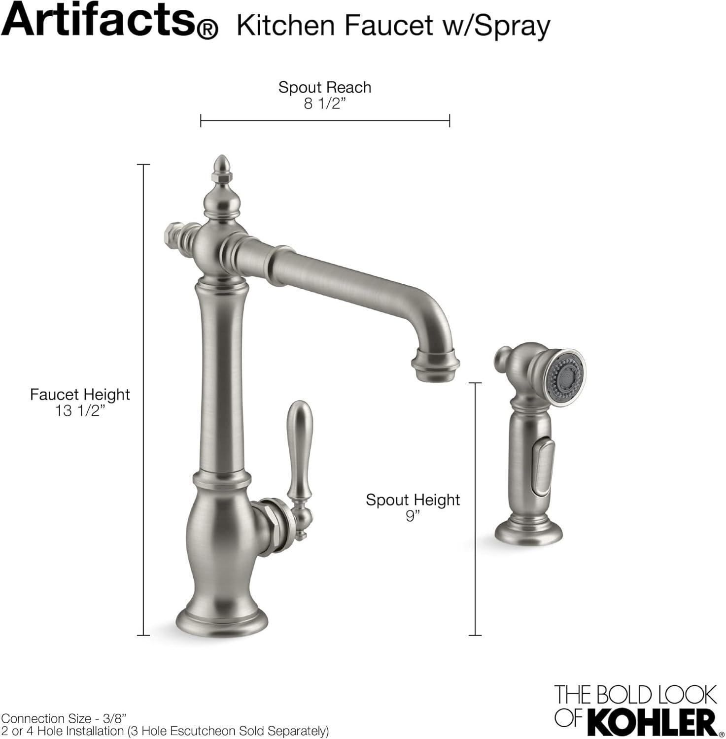 Polished Chrome Victorian Kitchen Faucet with Side Spray