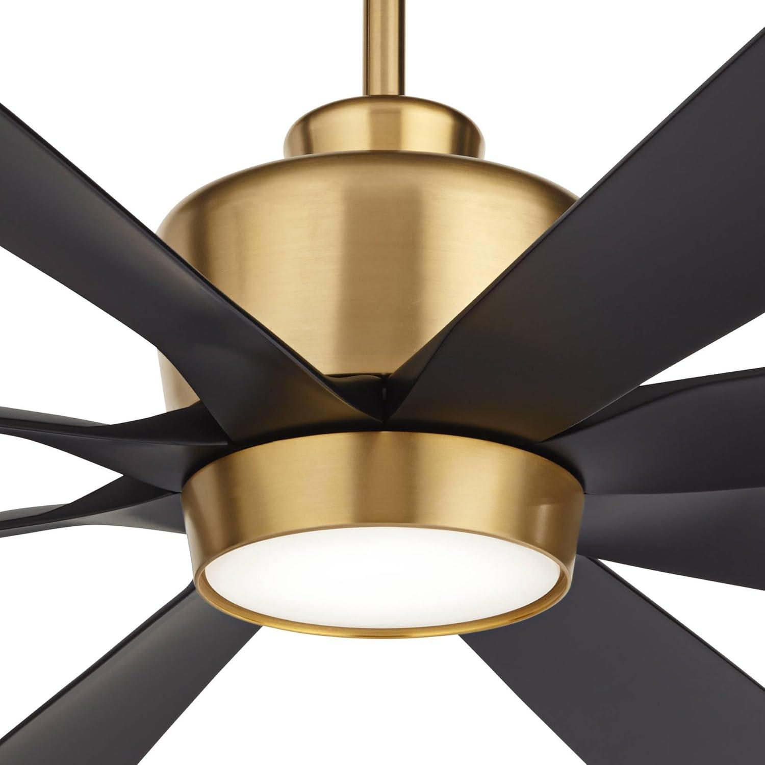 72'' Antique Brass and Black 8-Blade LED Ceiling Fan with Remote