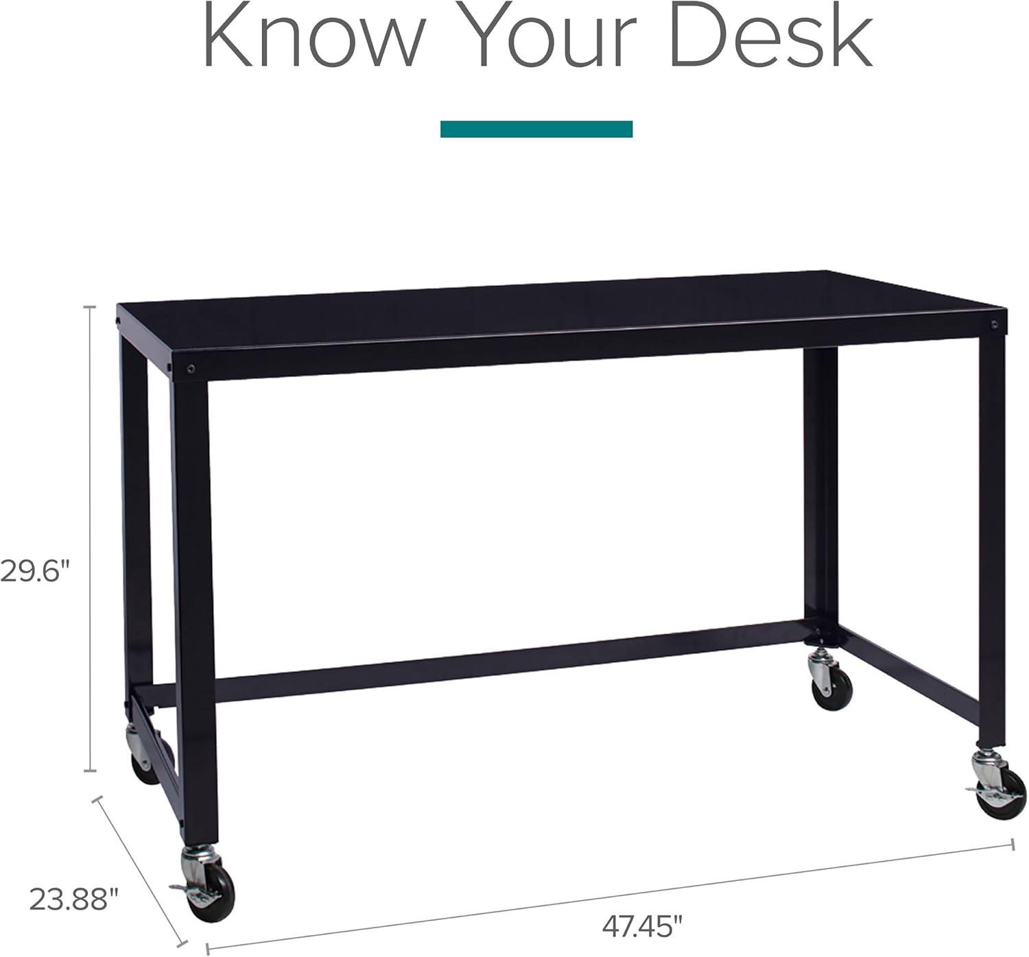 Space Solutions Mobile Desk Steel Black: Sturdy Metal Frame, No Storage, Adult Assembly Required