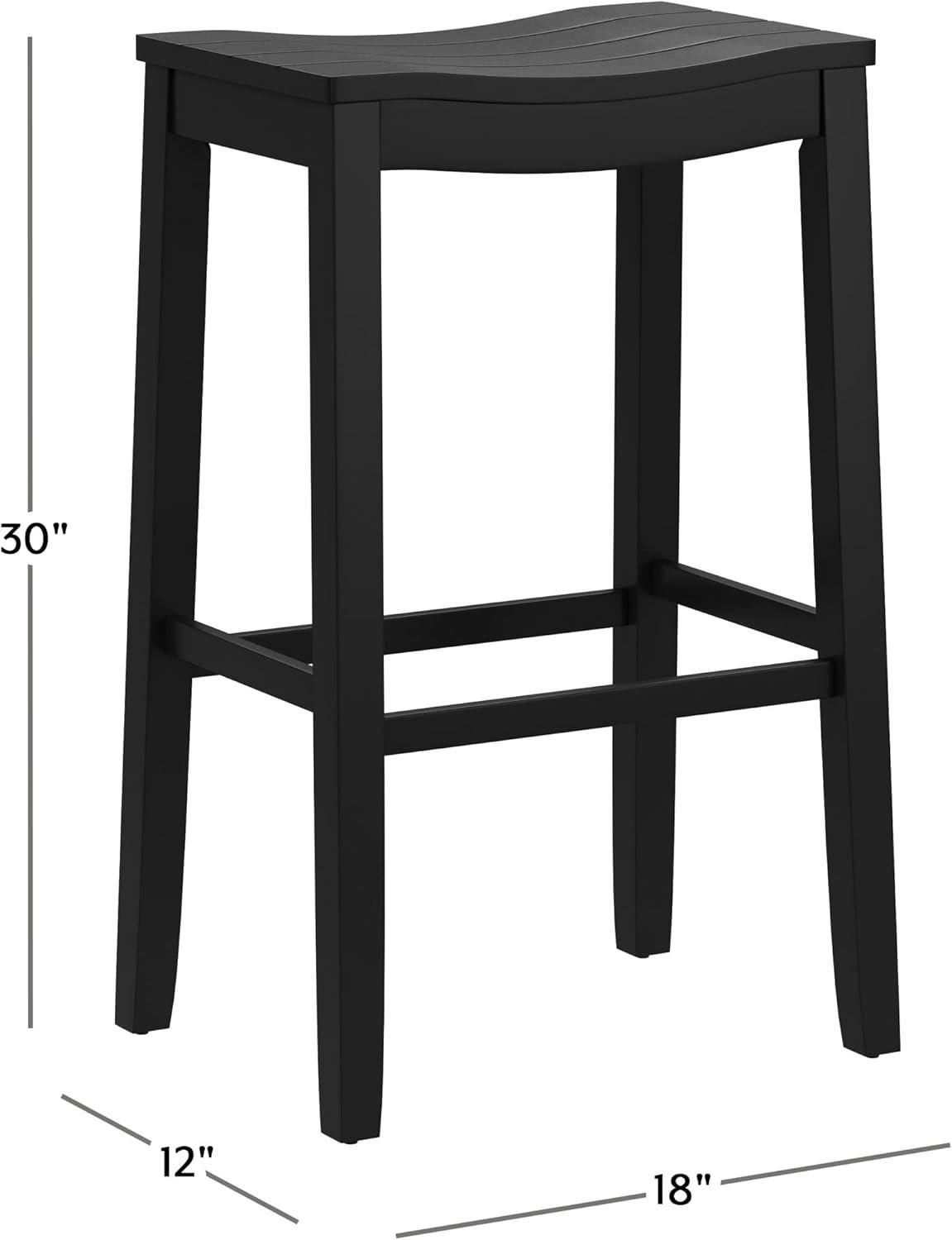 30" Fiddler Wood Backless Counter Height Barstool Black - Hillsdale Furniture: Saddle Seat, Matte Finish, Farmhouse Style