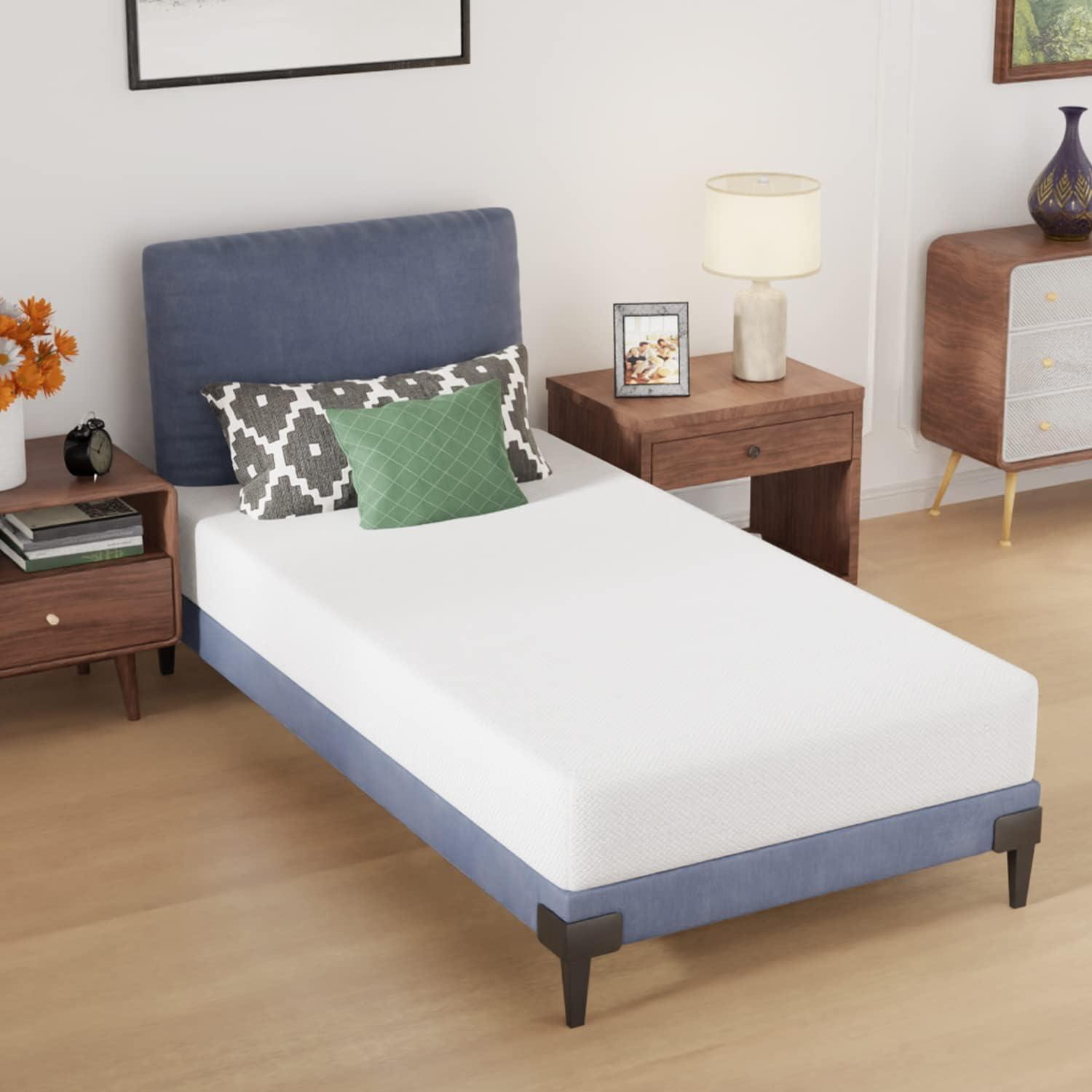 Twin Medium Firm White Memory Foam Mattress with Stretch Knit Cover