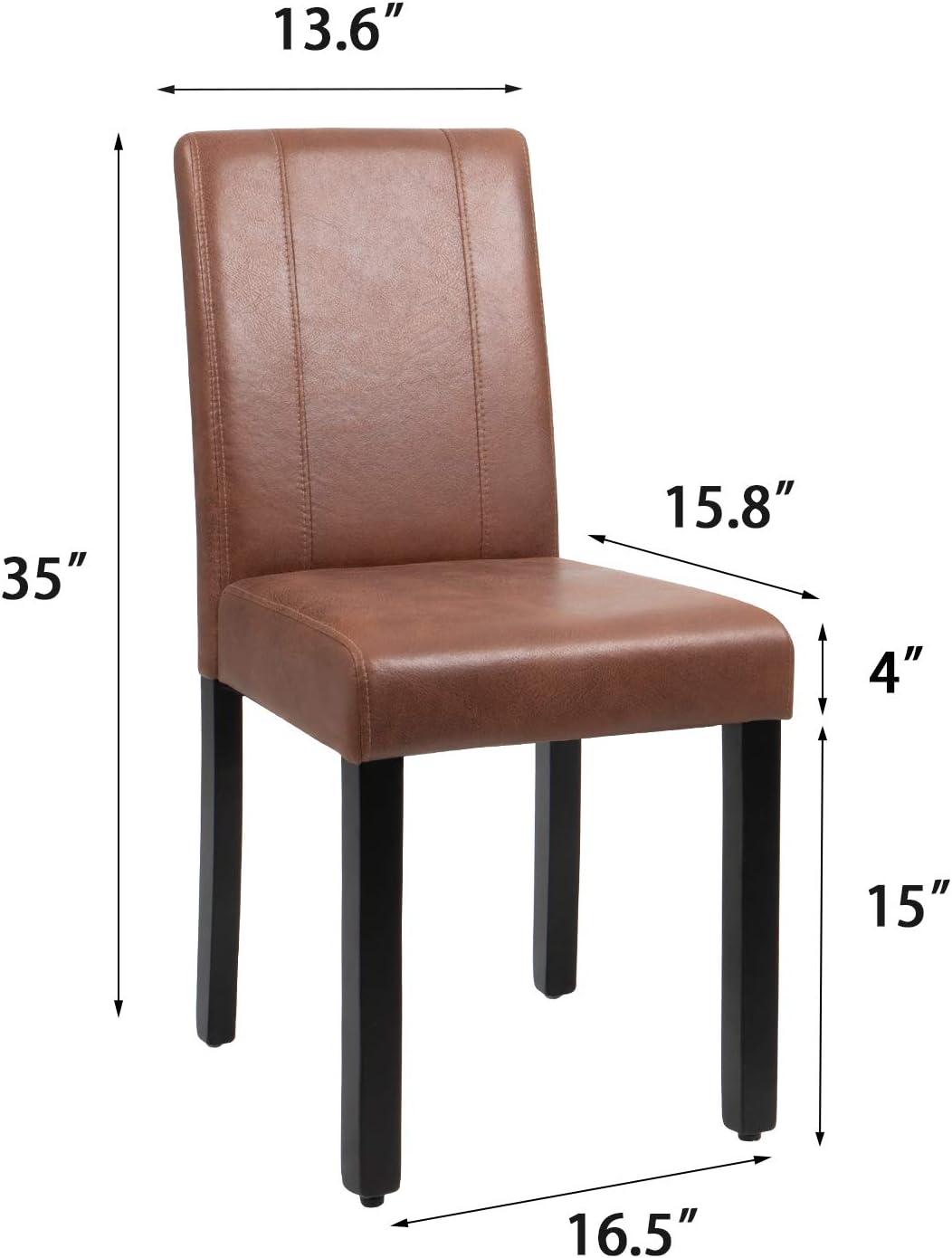 JUMMICO Dining Chair PU Leather Living Room Chairs Modern Kitchen Armless Side Chair with Solid Wood Legs Set of 4(Grey)