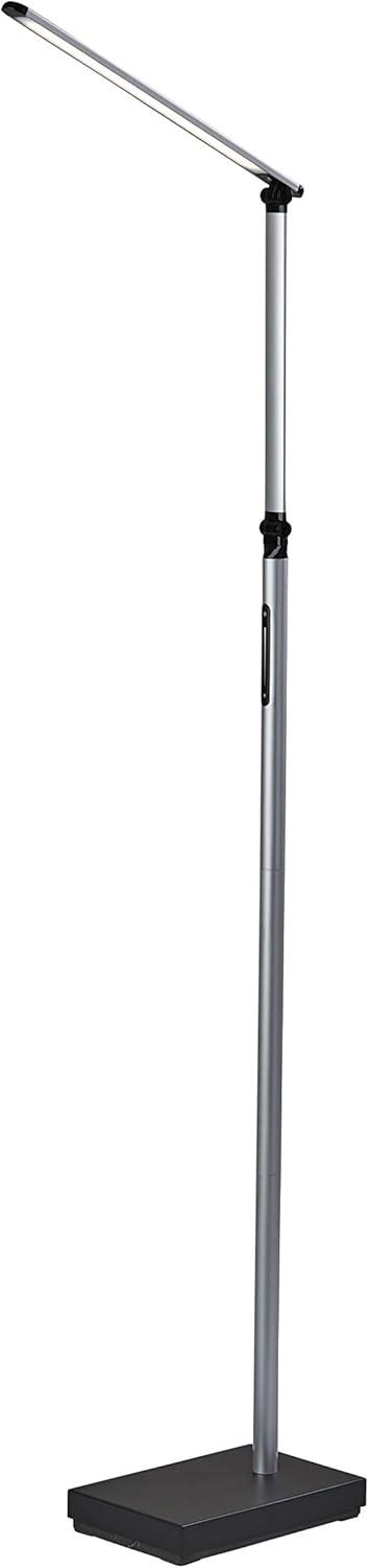 Sleek Black LED Task Floor Lamp with Adjustable Arm and 3-Way Switch