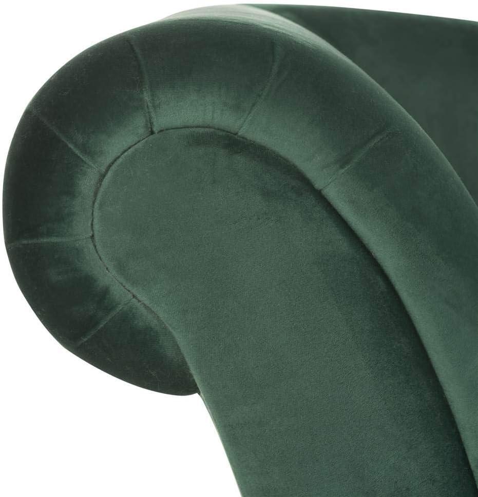 SAFAVIEH Caiden Retro Chic Velvet Chaise with Pillow, Emerald/Espresso