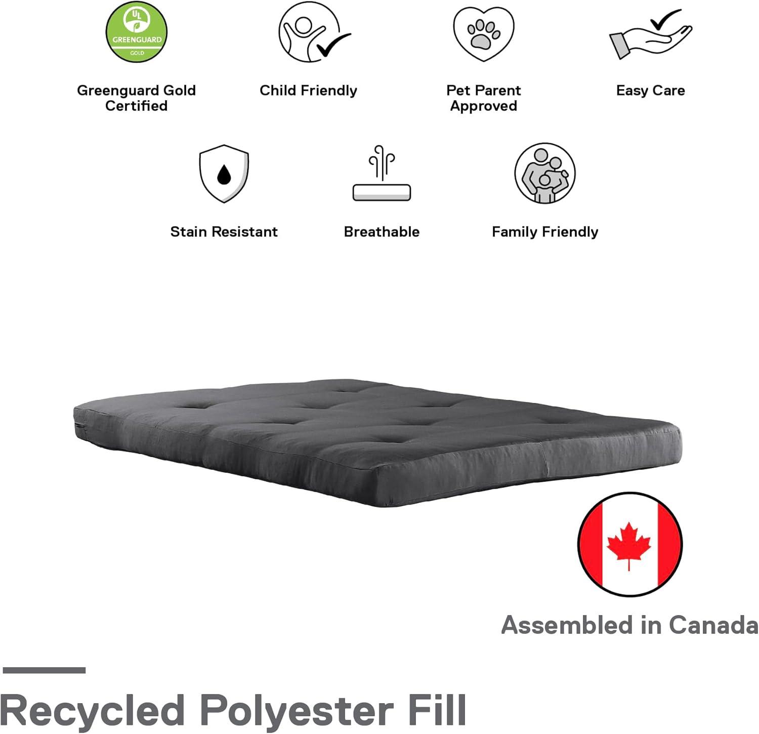 Eve 6 Inch Gray Thermobonded Polyester Fill Full Futon Mattress