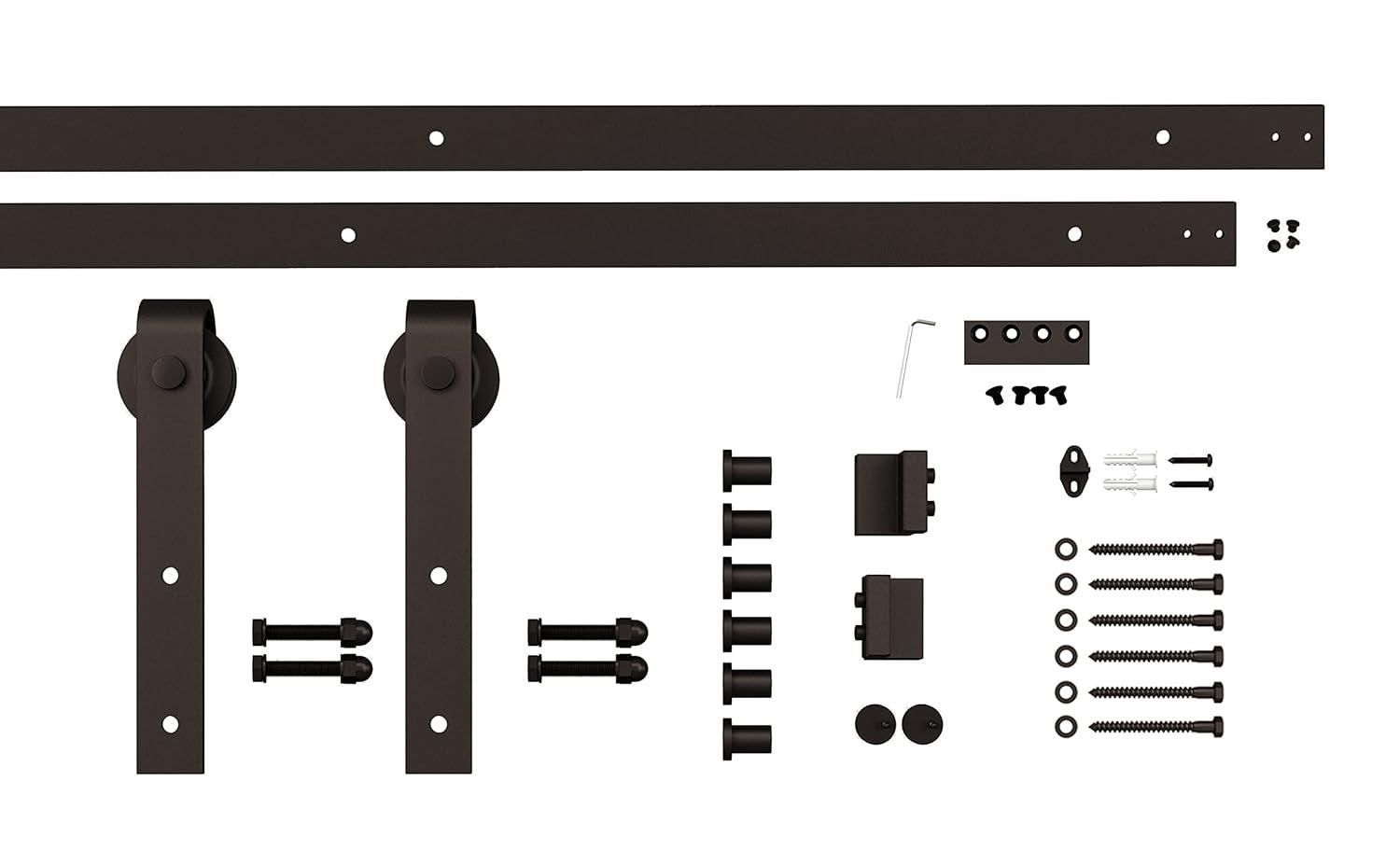 Ocean Blue Knotty Pine Wood Sliding Barn Door with Oil-Rubbed Bronze Hardware
