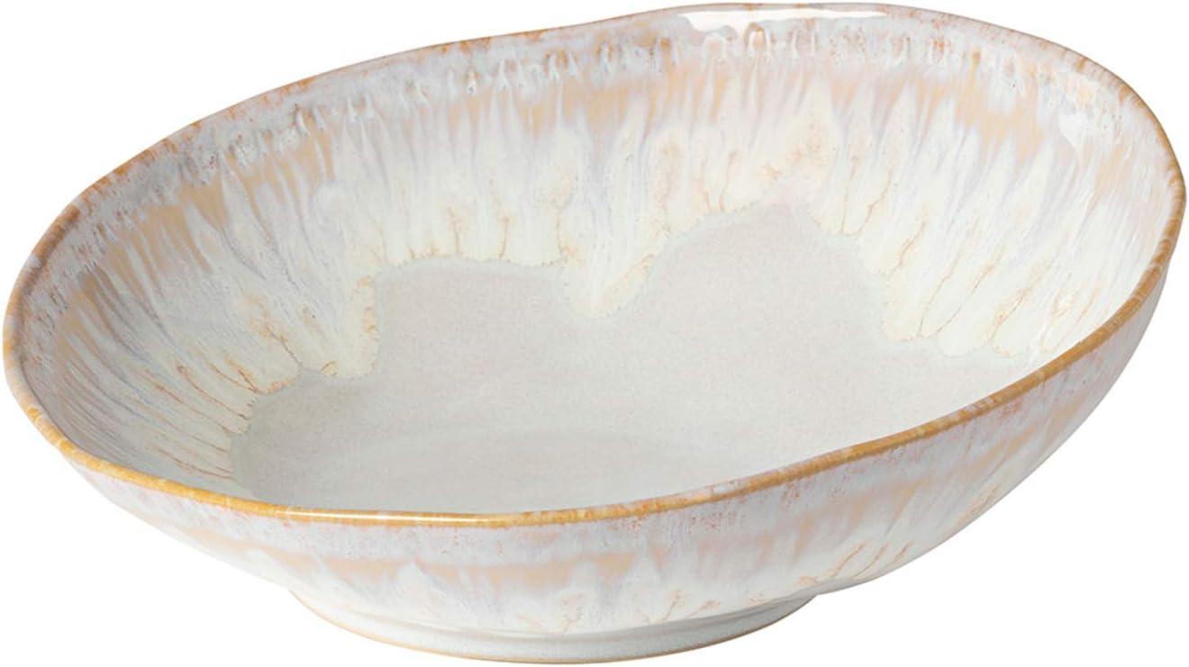 Brisa White and Beige Ceramic Serving Bowl