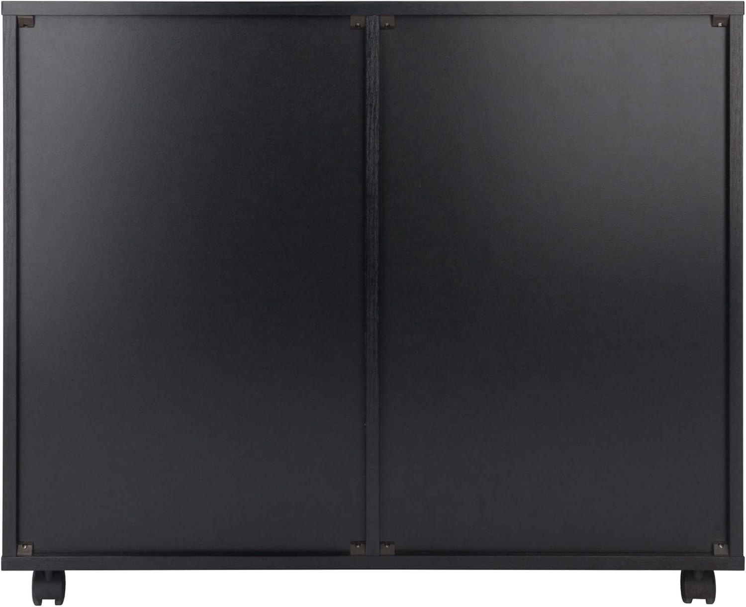 Halifax 2 Sections Mobile Storage Cabinet Black - Winsome: Wheeled Organizer with Locking Casters