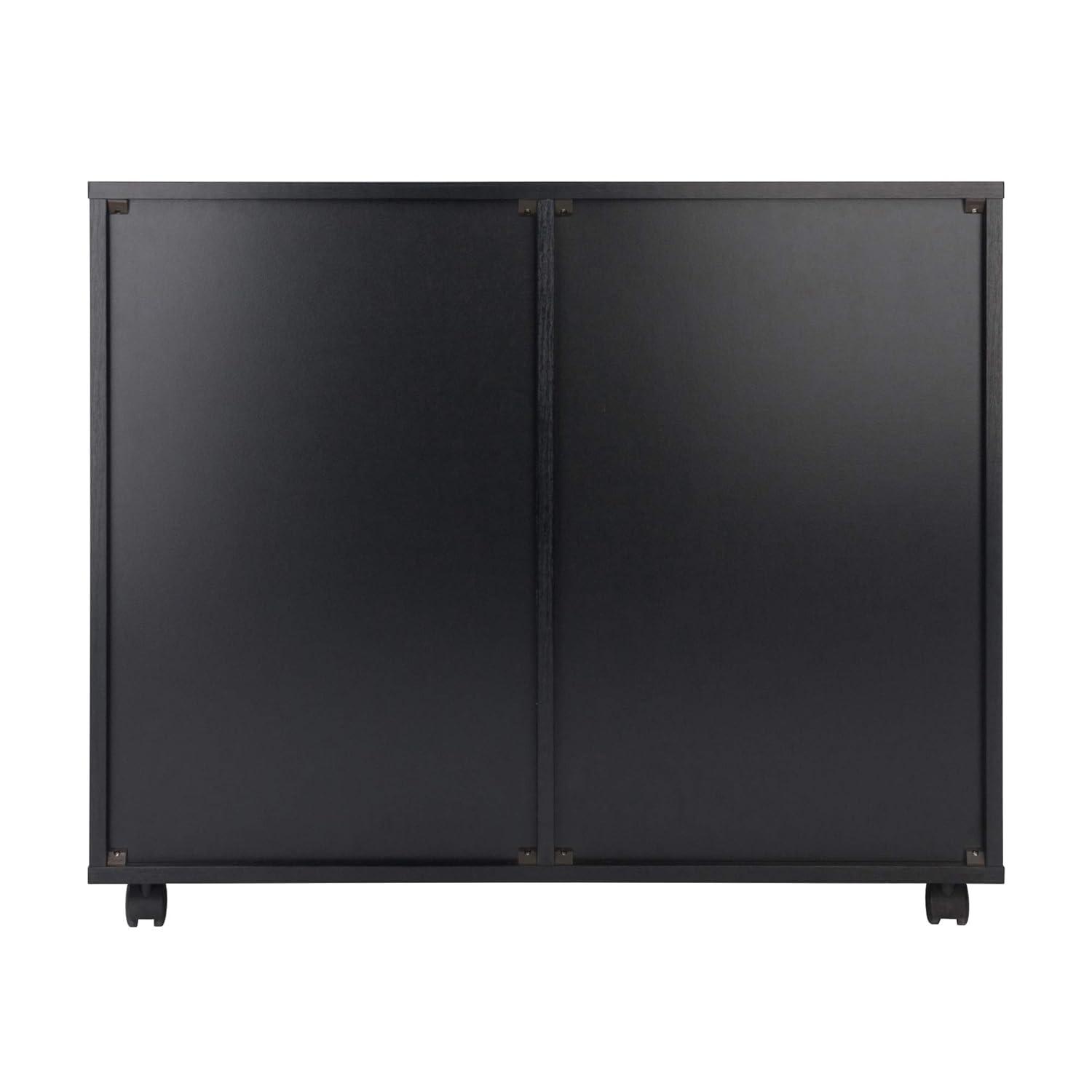 Halifax 2 Sections Mobile Storage Cabinet Black - Winsome: Wheeled Organizer with Locking Casters