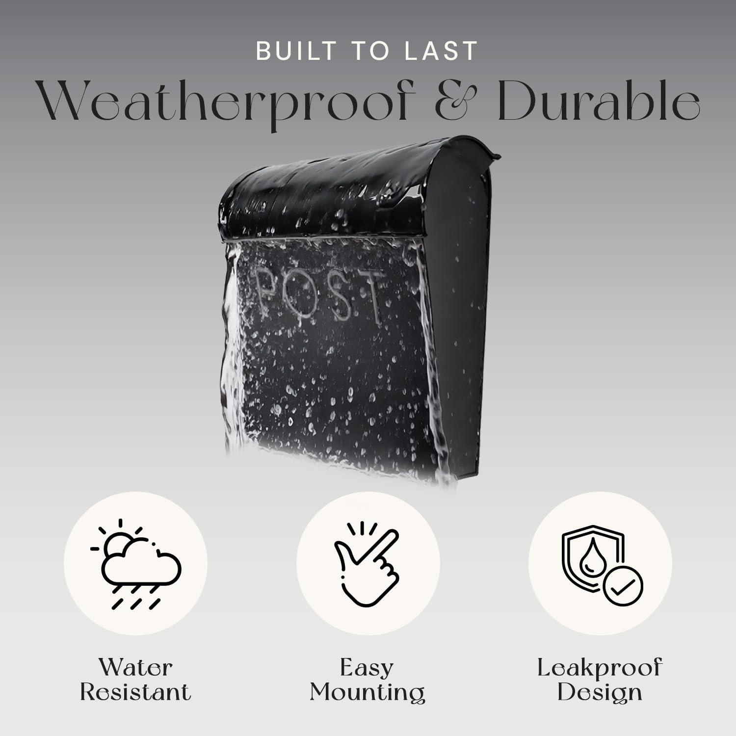 NACH Vicki Euro Farmhouse Max Water and Rust Protection Post Wall Mounted Mailbox