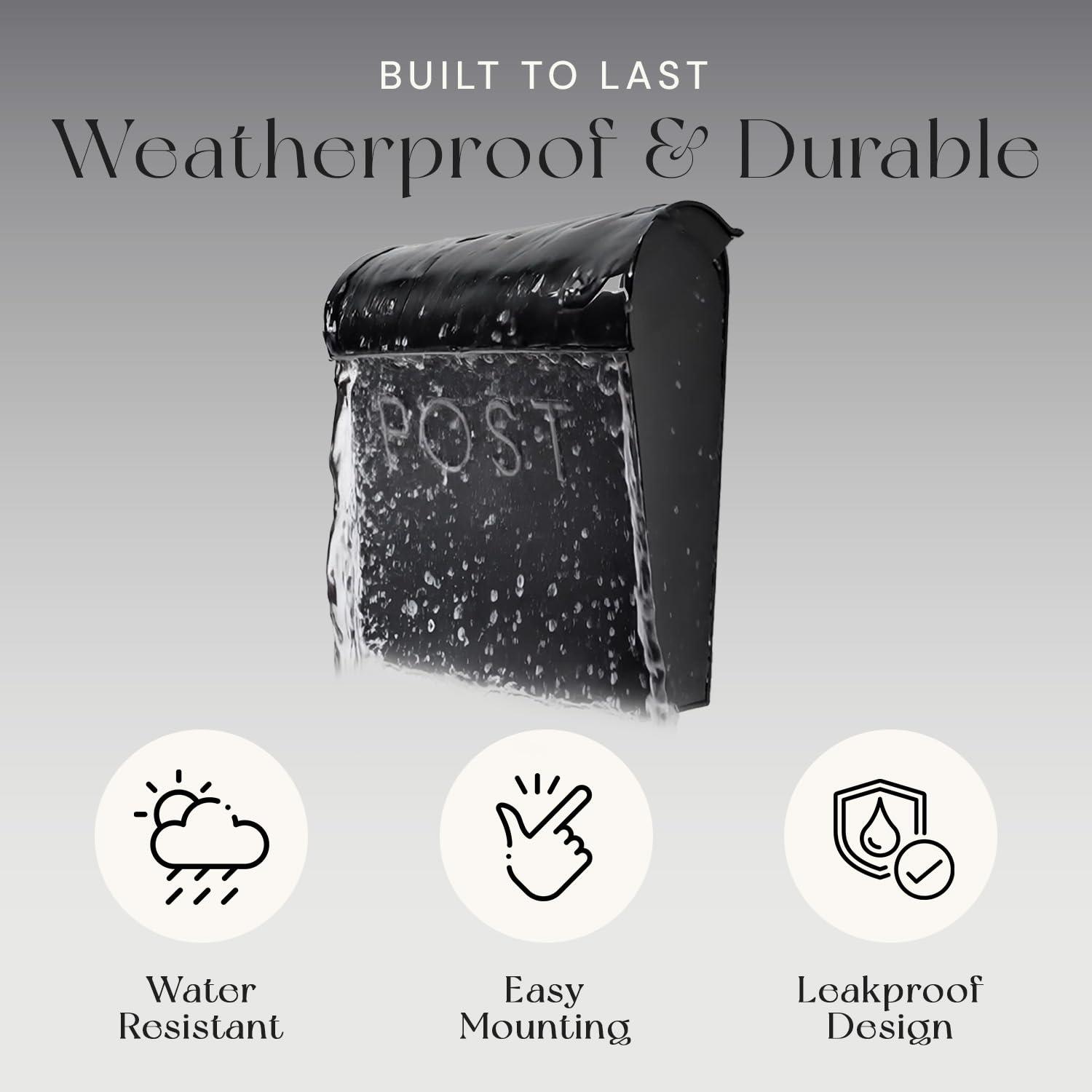 NACH Vicki Euro Farmhouse Max Water and Rust Protection Post Wall Mounted Mailbox