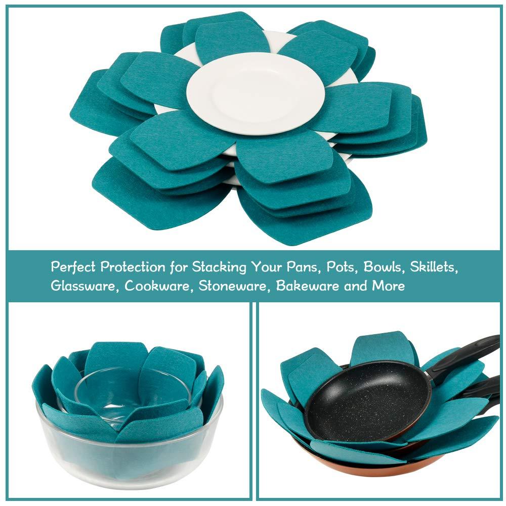 12Pcs Pot and Pan Protectors, Felt Pan Protector Pads, Cyan Pot Separators Protectors for Stacking and Protecting Your Cookware