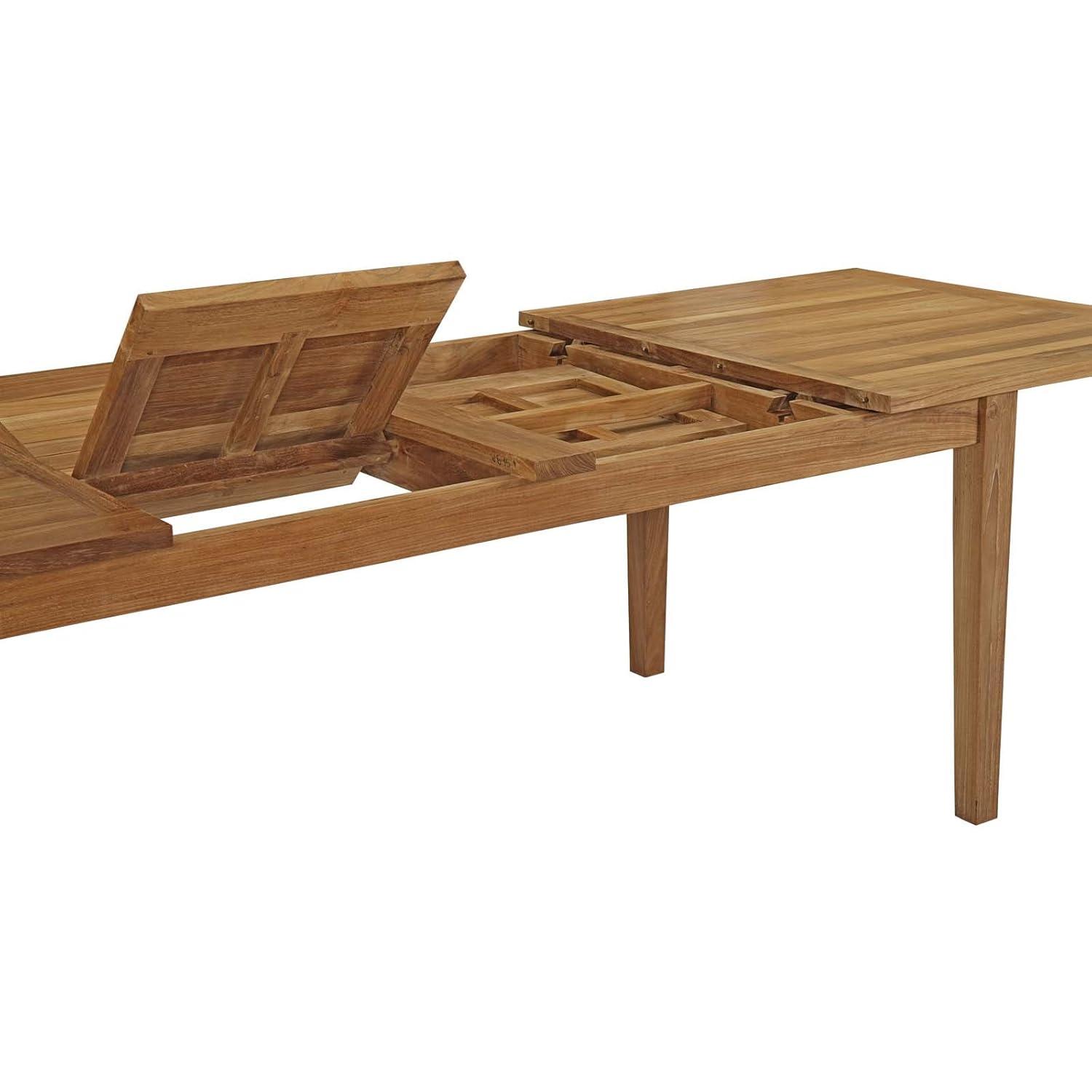 Marina Natural Teak Wood Extendable Outdoor Dining Table