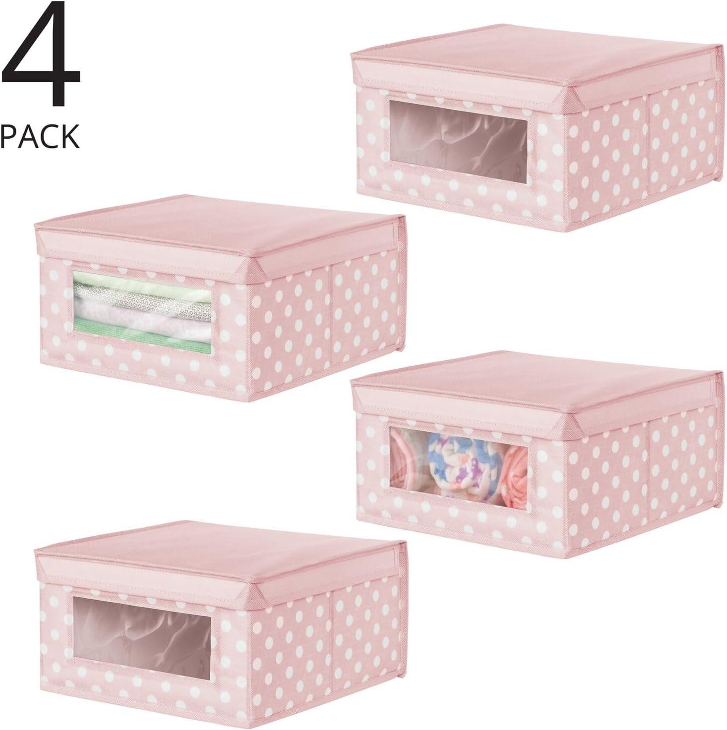 mDesign Medium Fabric Nursery Box with Lid/Window