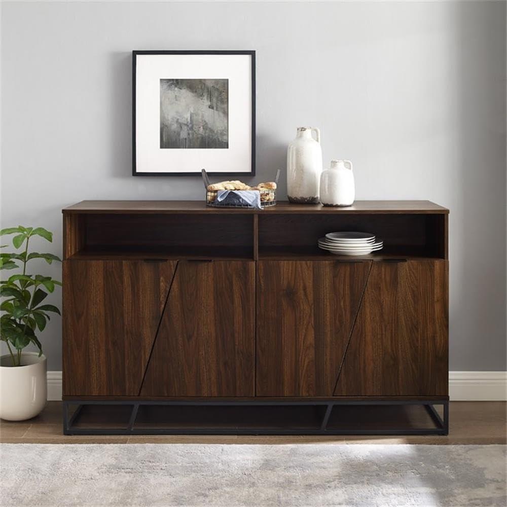 Afton Angled Door Dark Walnut Sideboard by Walker Edison