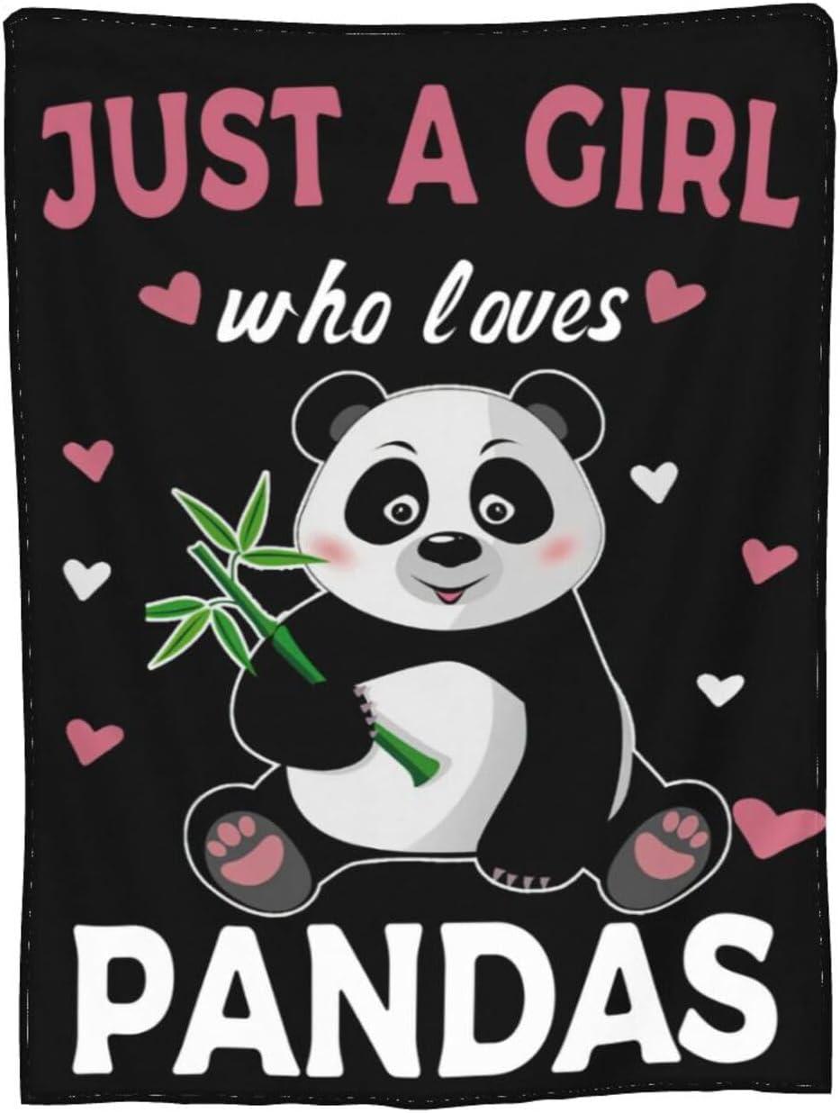 Panda Blanket Cute Panda Plush Throw Blanket Super Soft Cozy Warm Fleece Just A Girl Who Loves Panda Bedding Blanket Gifts for Kids Girls Boys Women 40"X50"