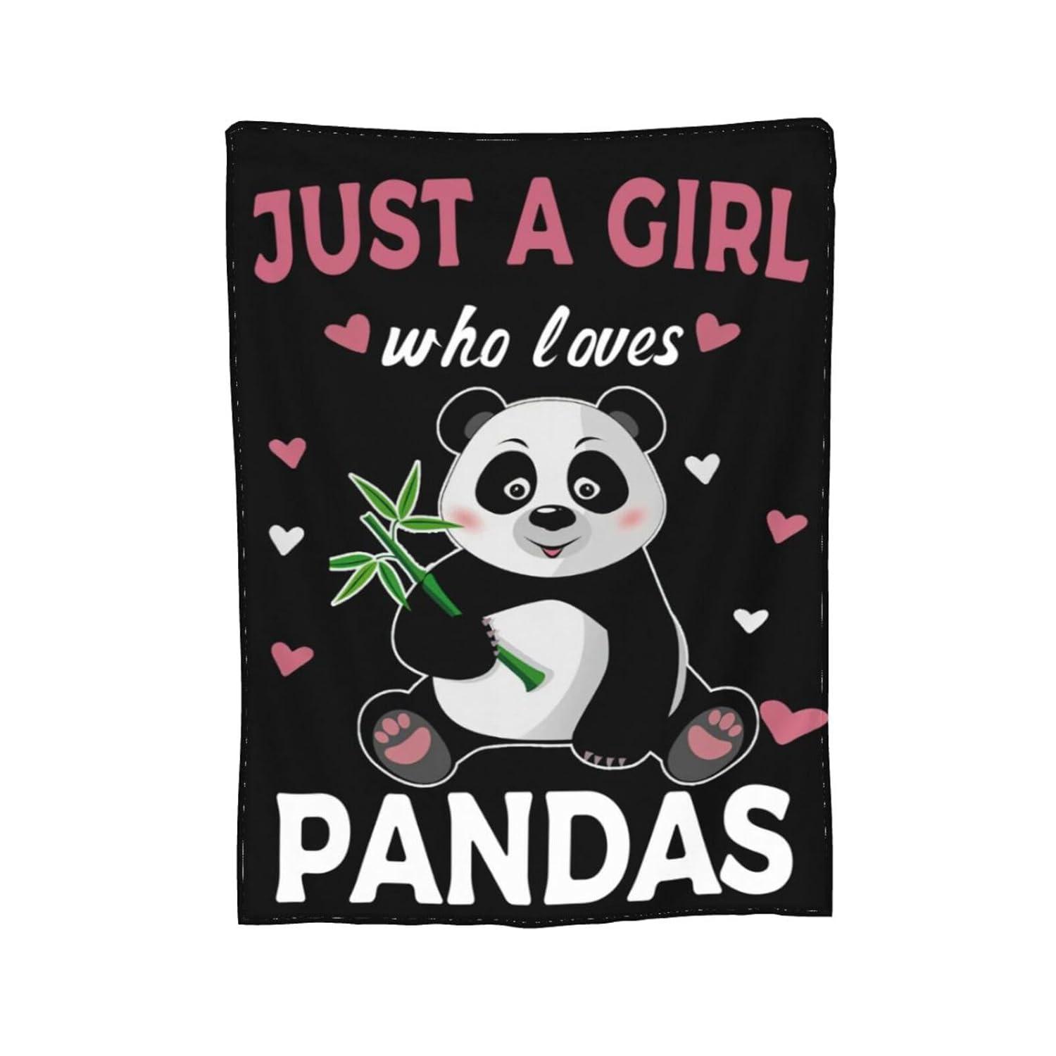 Panda Blanket Cute Panda Plush Throw Blanket Super Soft Cozy Warm Fleece Just A Girl Who Loves Panda Bedding Blanket Gifts for Kids Girls Boys Women 40"X50"