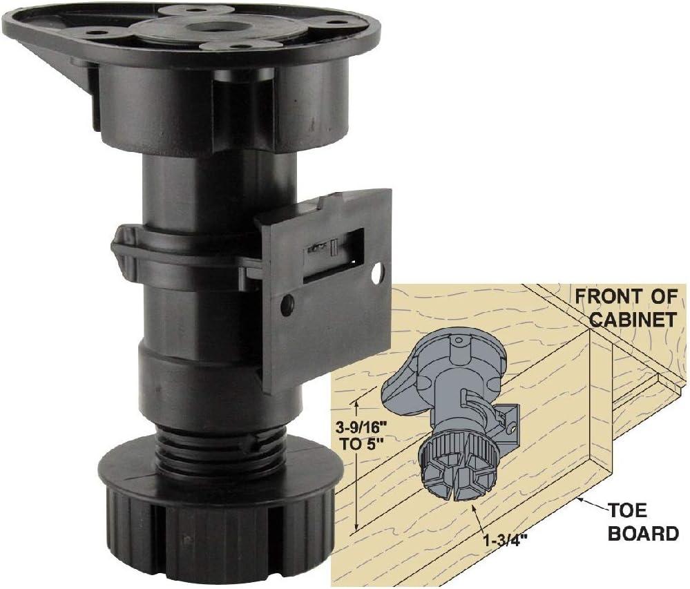 Adjustable Black PP Cabinet Leveling Legs (4.52"-6.29") - 4 Pack