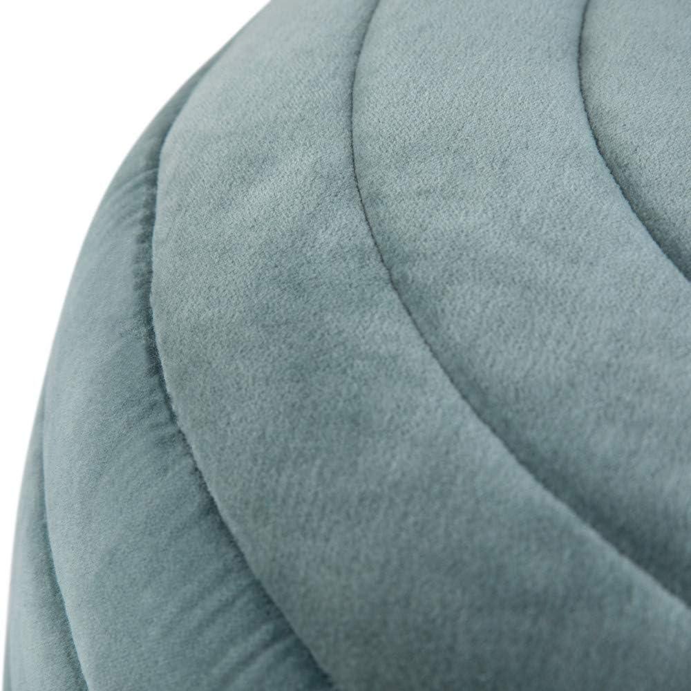 Simpli Home Vivienne Boho Round Pouf in Turquoise Velvet Fabric