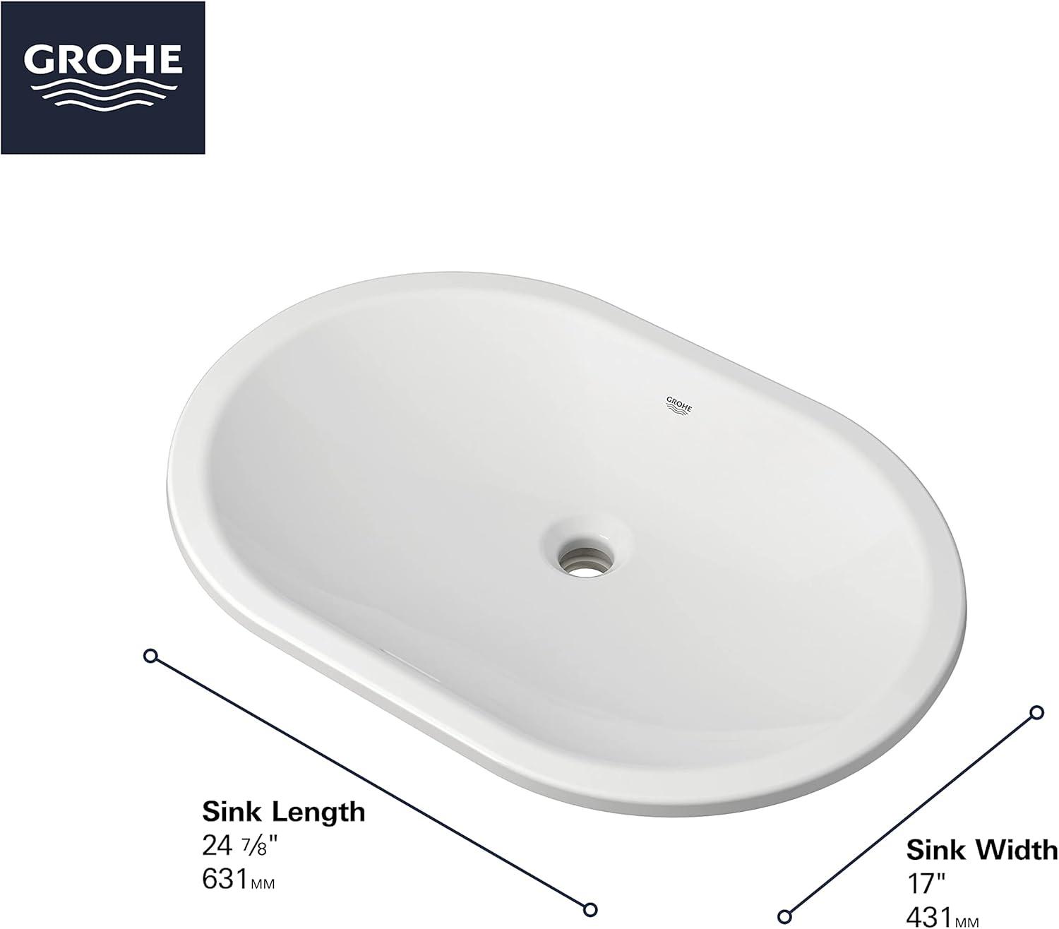 Essence Alpine White Oval Undermount Bathroom Sink with Overflow