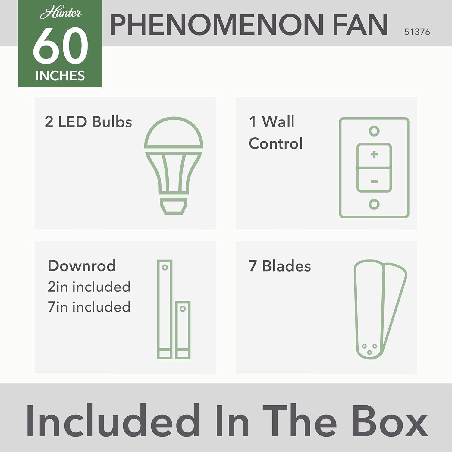 60" Phenomenon 7 - Blade Smart Standard Ceiling Fan with Wall Control and Light Kit Included