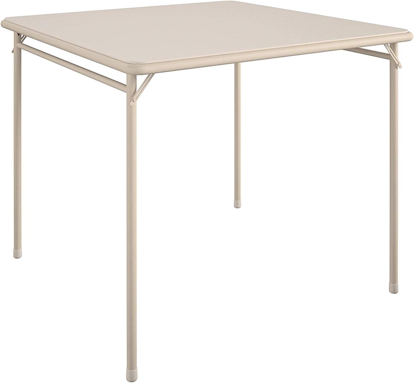 COSCO 34" Square Vinyl Top Folding Card Table, Antique Linen, Easy to Clean, Portable, Great for Everyday Dining, Crafting, Games, & Homework, Compact Storage