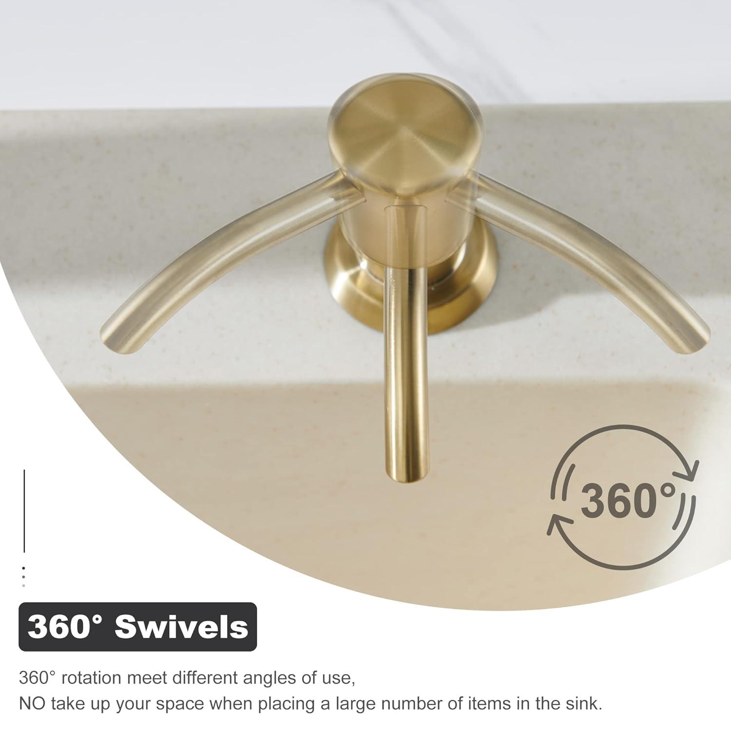 GAGALIFE Built in Sink Soap Dispenser or Lotion Dispenser for Kitchen Sink, Brushed Gold ABS Pump Head, with 17 Ounce Large PET Soap Bottle