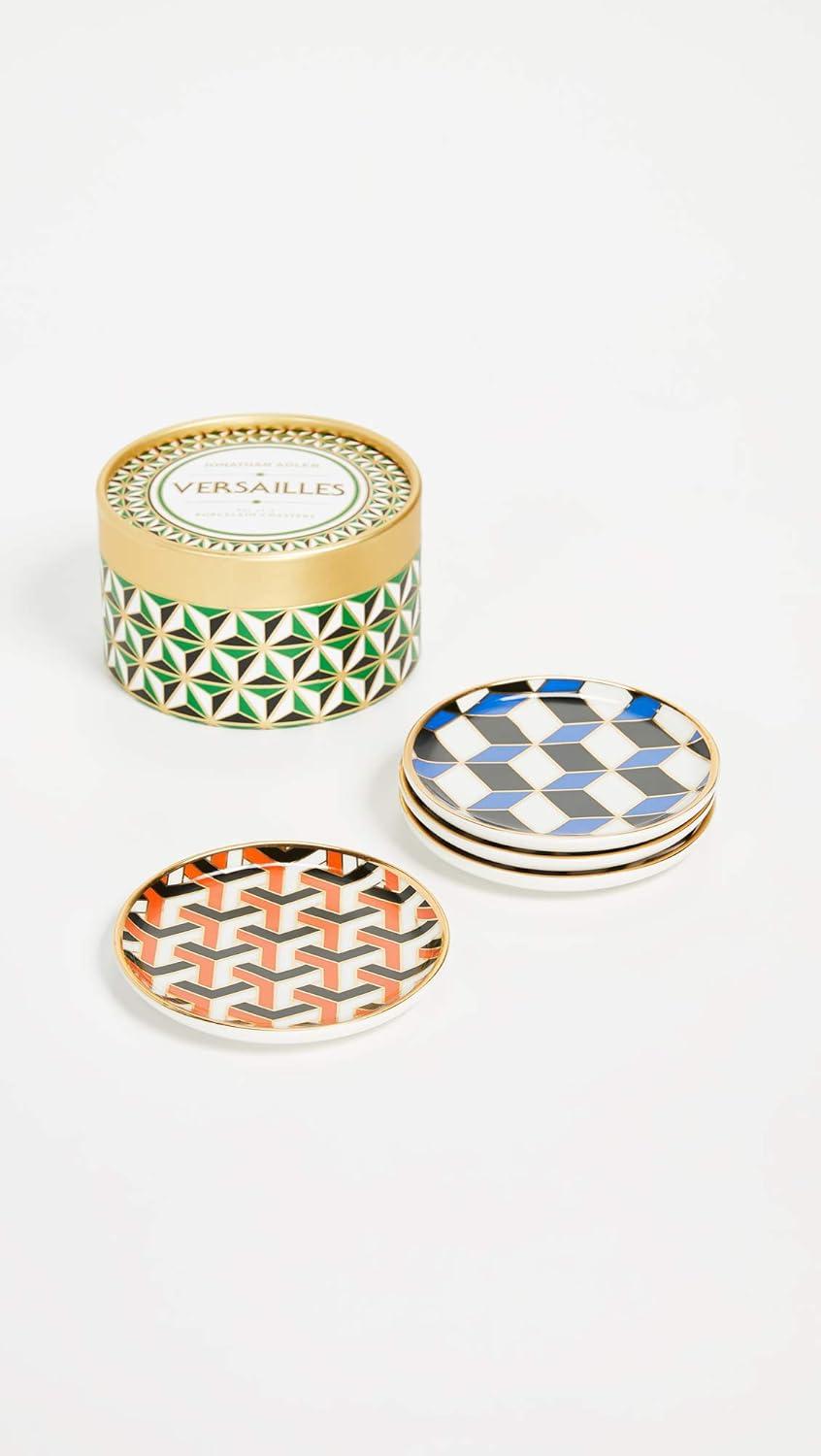 Versailles Multicolor Ceramic Geometric Coaster Set