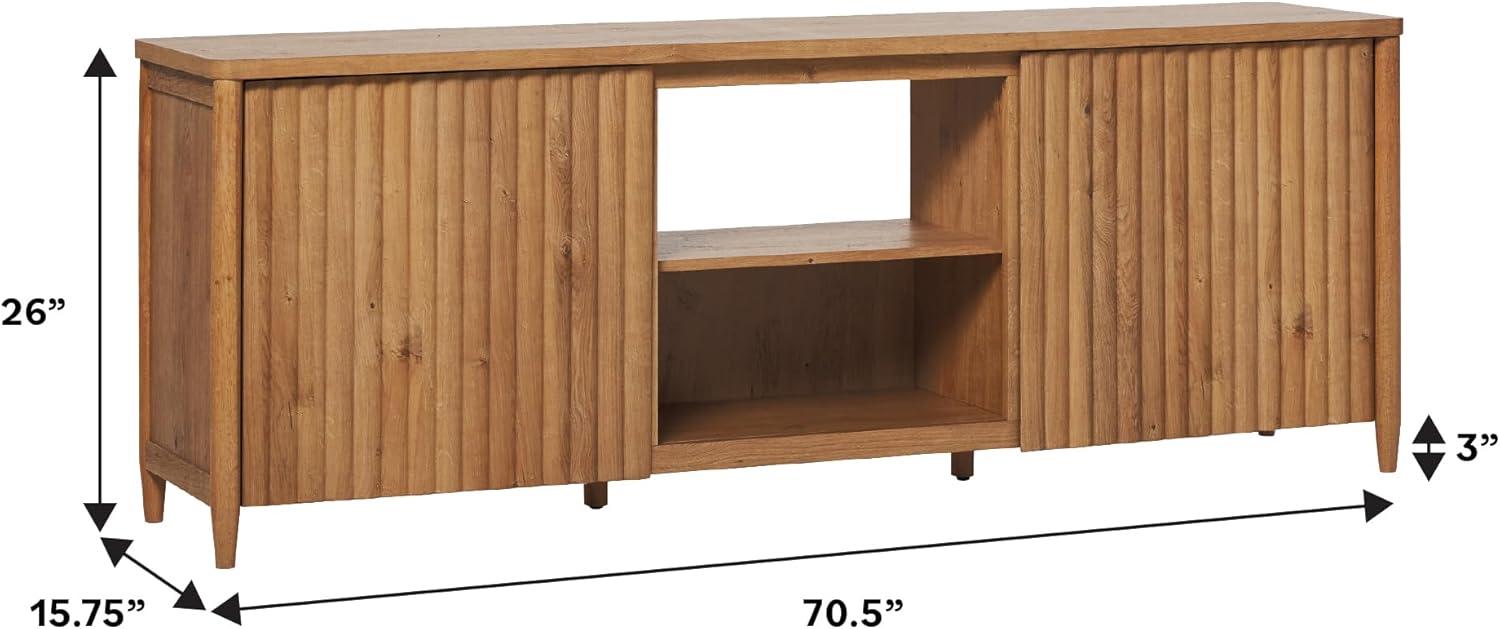 Scandinavian Reeded TV Stand with Open Storage for up to 80" TV  English Oak