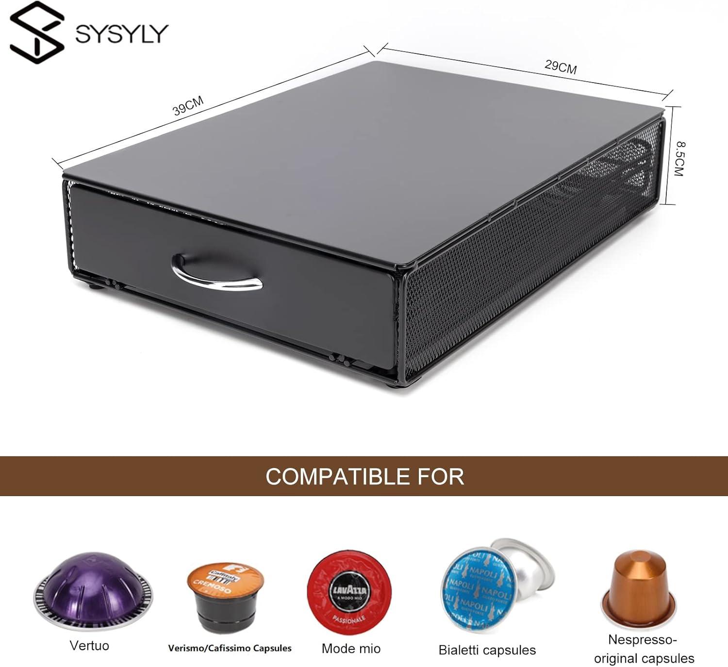 Coffee Pod Holder Storage Drawer Compatible With Nespreso Vertuoline/Lavazza Blue Capsules,40 Capacity Coffee Pods Storage Organizer for Vertuoline Pods for Coffee Station, Black.