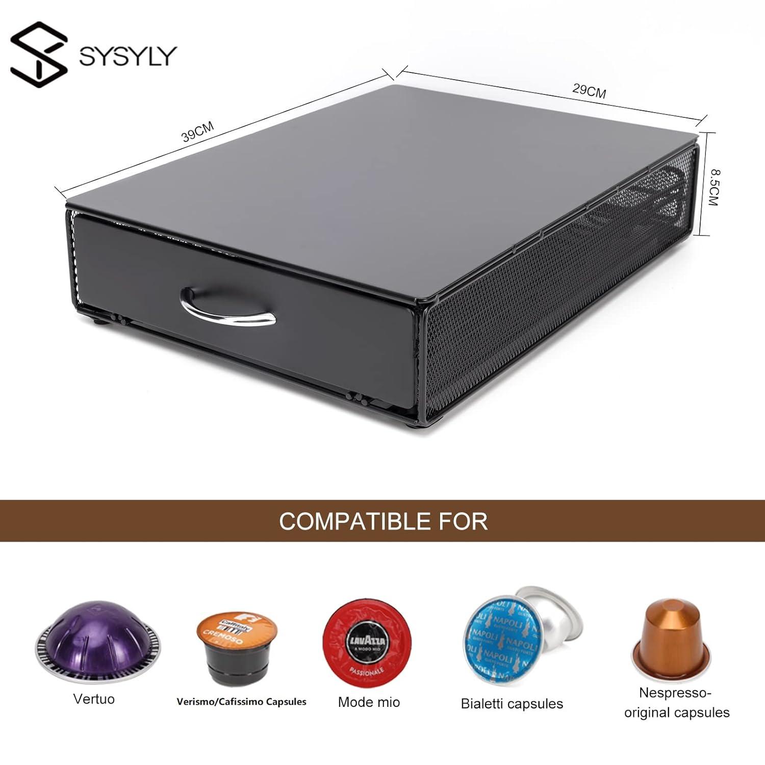 Coffee Pod Holder Storage Drawer Compatible With Nespreso Vertuoline/Lavazza Blue Capsules,40 Capacity Coffee Pods Storage Organizer for Vertuoline Pods for Coffee Station, Black.