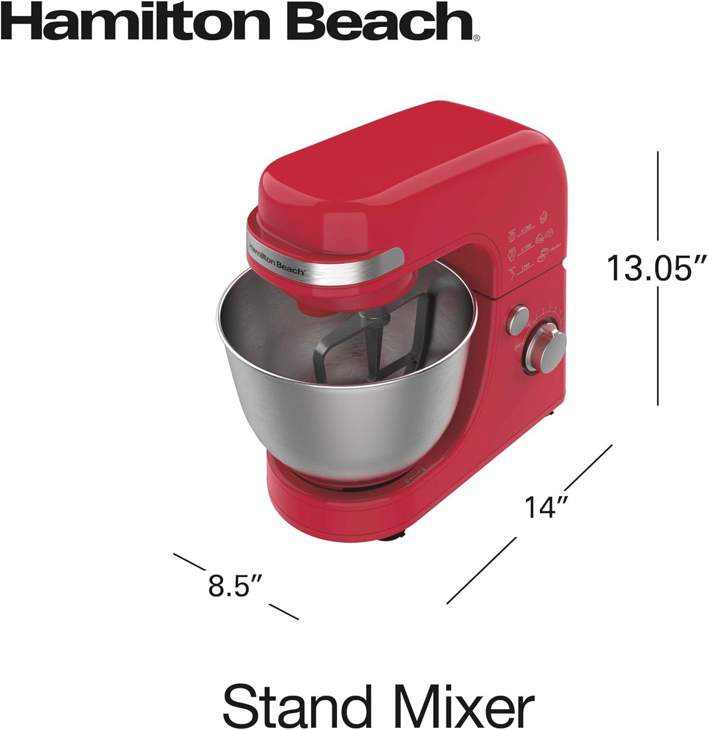 Hamilton Beach® 7-Speed 4-Quart Electric Stand Mixer with Splash Guard, Dough Hook, Flat Beater, and Whisk Attachments