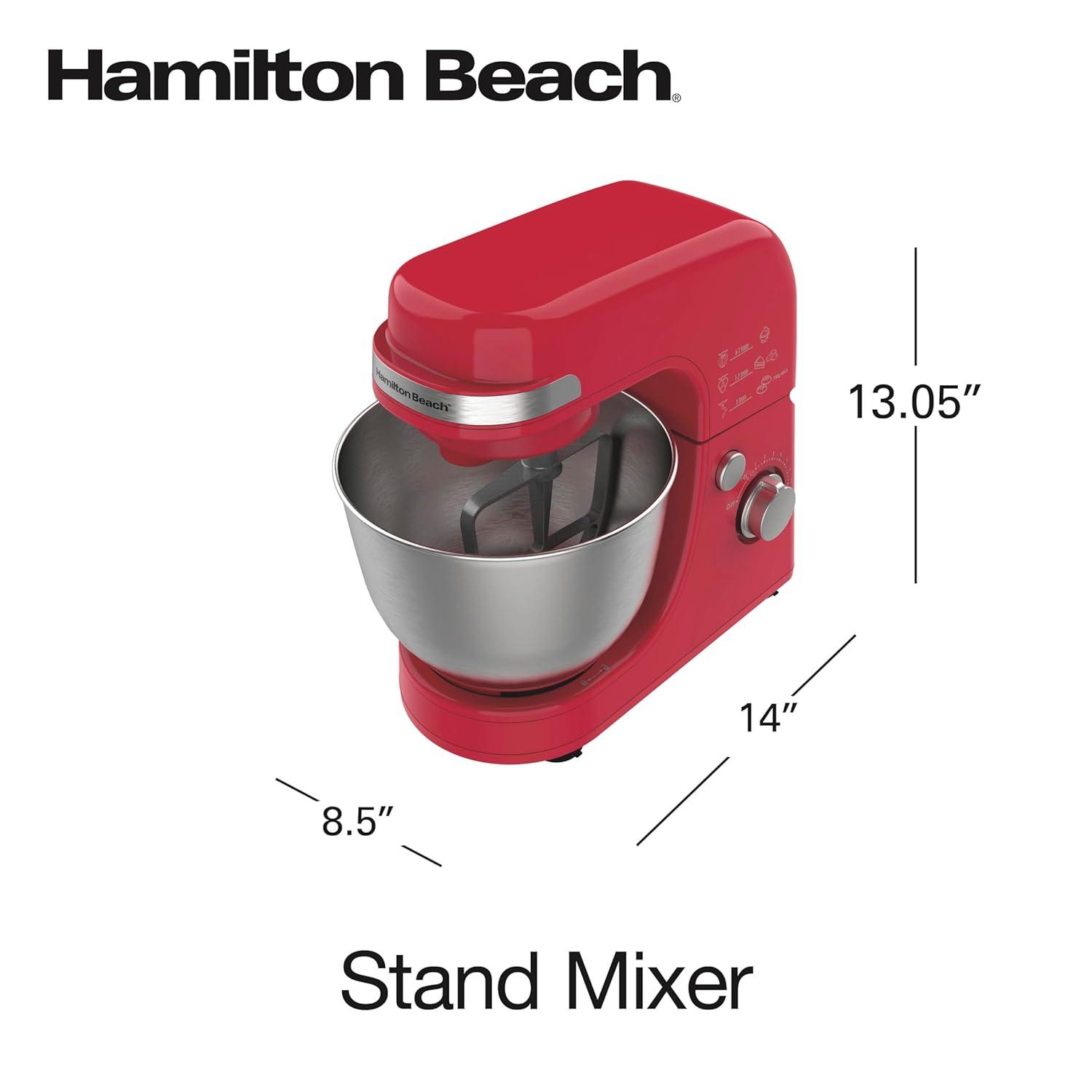 Hamilton Beach® 7-Speed 4-Quart Electric Stand Mixer with Splash Guard, Dough Hook, Flat Beater, and Whisk Attachments