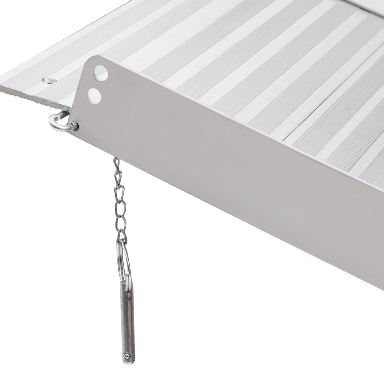 HOMCOM Textured Aluminum Portable Wheelchair Ramp for Home, Steps, Doorways, Foldable Handicap Ramp 4', Threshold Ramp with Durability for Strong Load-Bearing