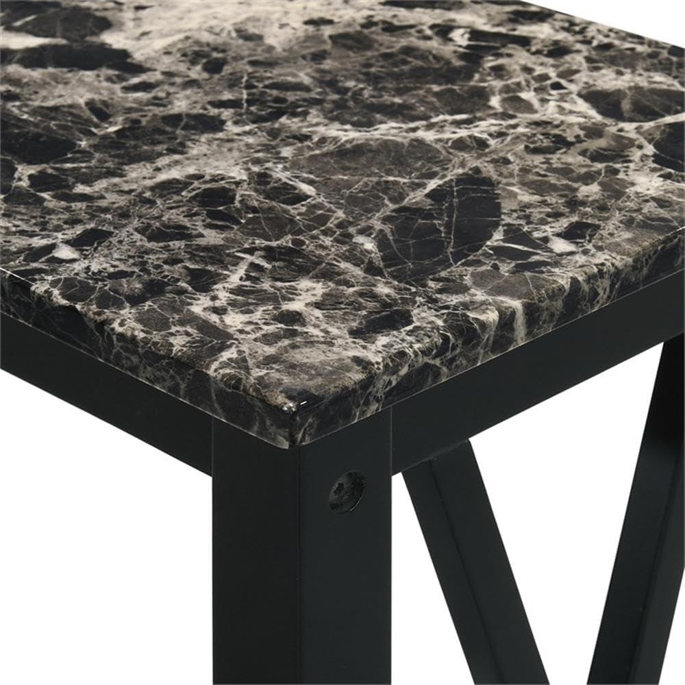 New Classic Furniture Eden 1-Shelf Faux Marble & Wood End Table in Black